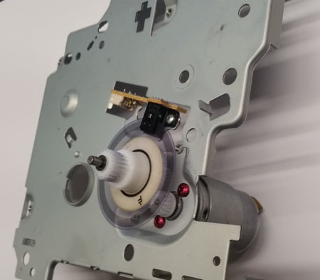 DC motor with encoder disc, removed from printer