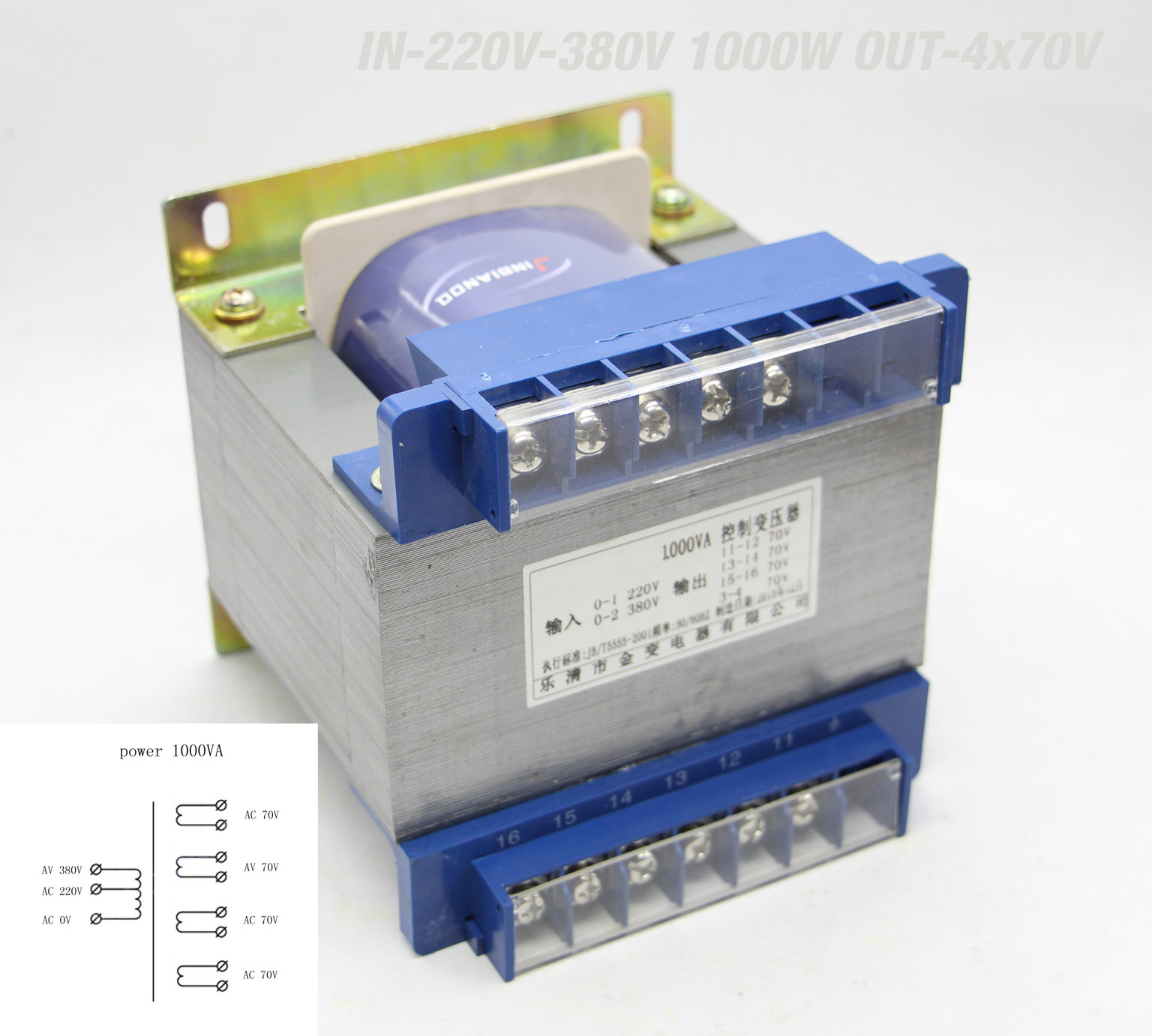 Transformators 1000W Ieeja 220/380V Izeja 4x70V Ideāls CNC iekārtām, katrai asij infividuāla barošana