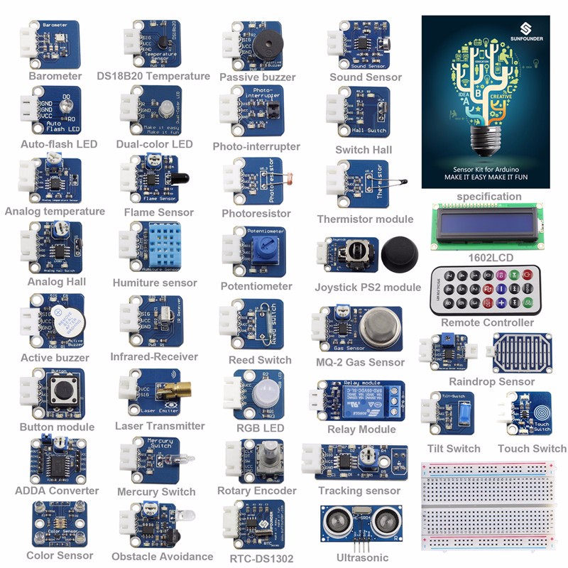 SunFounder 37 Modules Sensor Kit V2.0 for Arduino UNO R3 Mega2560 Mega328 Nano & MCU Education User