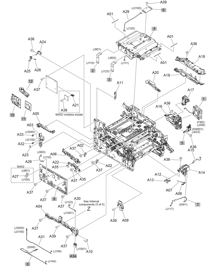 HP M452 all printer parts