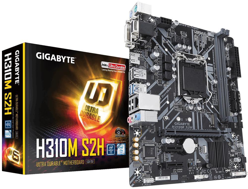 Mainboard|GIGABYTE|Intel H310 Express|LGA1151|MicroATX|2xPCI-Express 1x|1xPCI-Express 16x|1xM.2|Memory DDR4|Memory slots 2|1x15pin D-sub|1xDVI|1xHDMI|1xAudio-In|1xAudio-Out|1xMicrophone|4xUSB 2.0|2xUSB 3.1|2xPS/2|1xRJ45|H310MS2HV1.1
