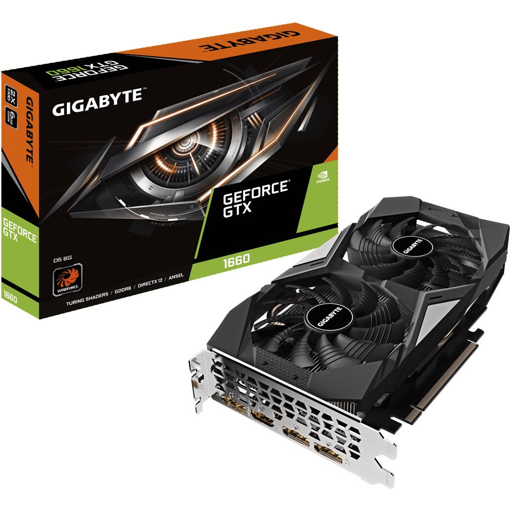 Graphics Card|GIGABYTE|NVIDIA GeForce GTX 1660|6 GB|192 bit|PCIE 3.0 16x|GDDR5|Memory 8002 MHz|GPU 1785 MHz|Dual Slot Fansink|1xHDMI|3xDisplayPort|GV-N1660D5-6GD