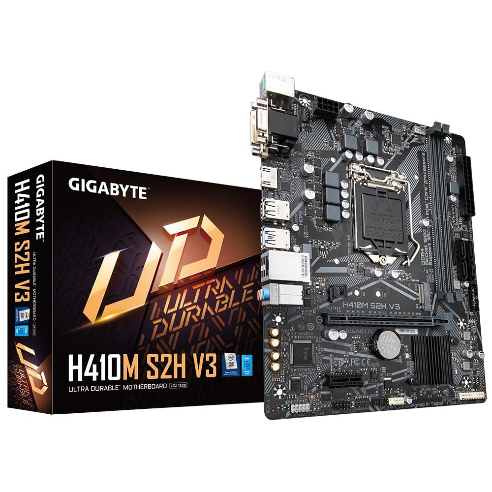 Mainboard|GIGABYTE|Intel H510|LGA1200|MicroATX|Memory DDR4|Memory slots 2|1xPCI-Express 3.0 1x|1xPCI-Express 3.0 16x|1xM.2|1x15pin D-sub|1xDVI-D|1xHDMI|2xAudio-In|1xAudio-Out|4xUSB 2.0|2xUSB 3.2|2xPS/2|1xRJ45|H410MS2HV31.3