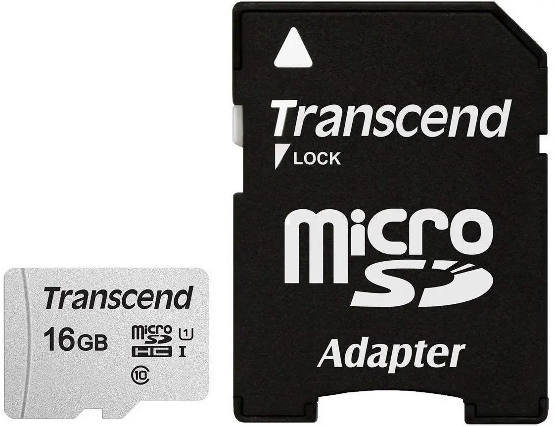 MEMORY MICRO SDHC 16GB W/ADAP/C10 TS16GUSD300S-A