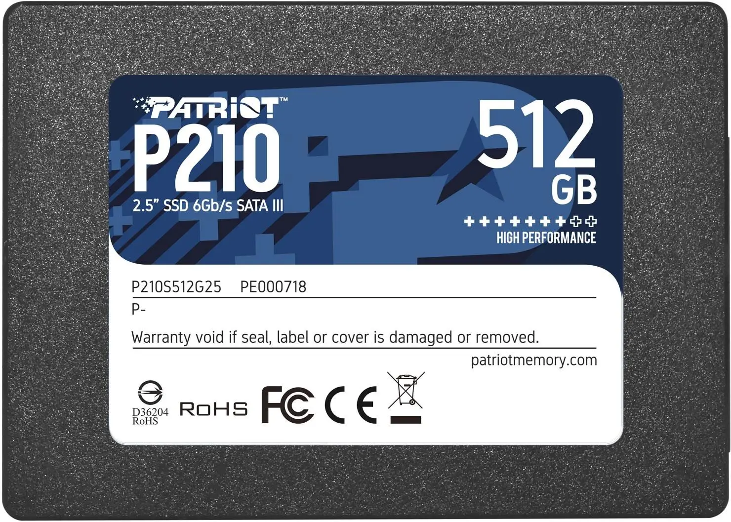 SSD|PATRIOT|P210|512GB|SATA 3.0|Write speed 430 MBytes/sec|Read