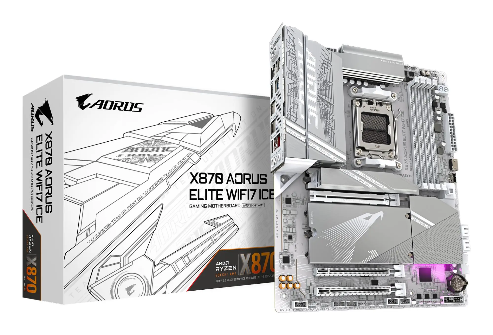 Mainboard|GIGABYTE|AMD X870|Socket AM5|ATX|RAM DDR5-SDRAM|4xSlots|On-board graphics card