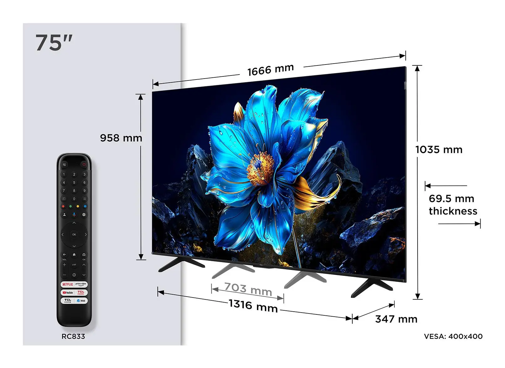 TV Set|TCL|75 "|4K Ultra HD|3840